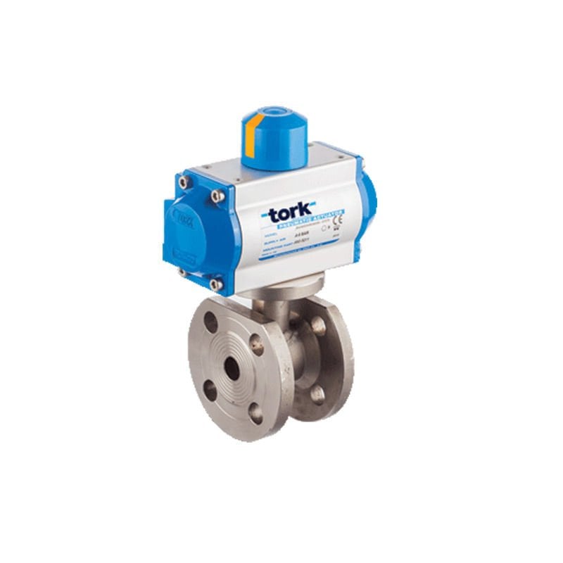 PAV 909F Çift Etkili Pnömatik Aktüatörlü Çift Flanşlı Monoblok Paslanmaz Küresel Vana